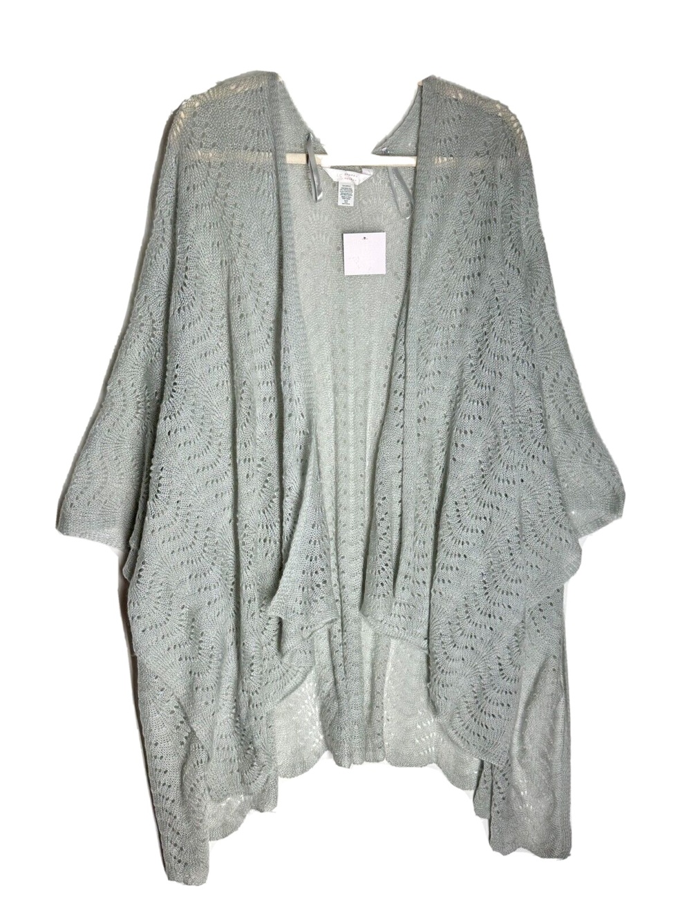 NWT Women's LC LAUREN CONRAD Loose Knit Poncho Lightweight Gray Size OS